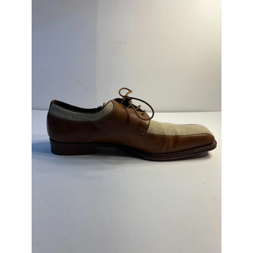 Bachrach Oxford Dress Shoes‎ Men's US 10M Brown Tan Leather Square Toe Lace Up